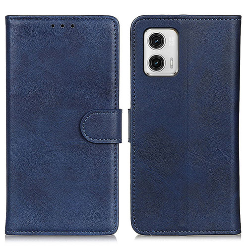 Leather Case Stands Flip Cover Holder A05D for Motorola Moto G73 5G Blue