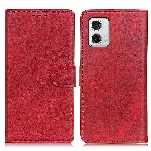 Leather Case Stands Flip Cover Holder A05D for Motorola Moto G73 5G Red