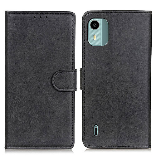 Leather Case Stands Flip Cover Holder A05D for Nokia C12 Black