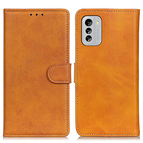 Leather Case Stands Flip Cover Holder A05D for Nokia G60 5G Brown