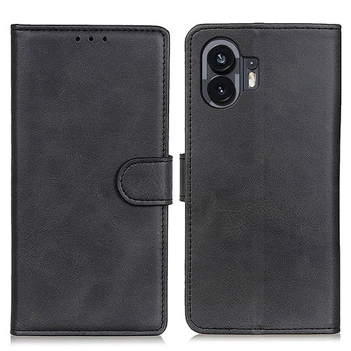 Leather Case Stands Flip Cover Holder A05D for Nothing Phone 2 Black