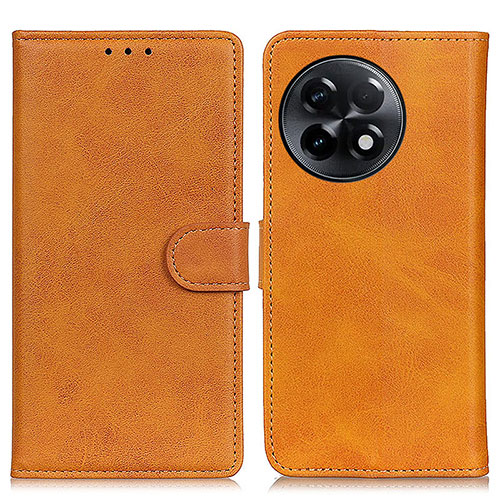 Leather Case Stands Flip Cover Holder A05D for OnePlus Ace 2 5G Brown