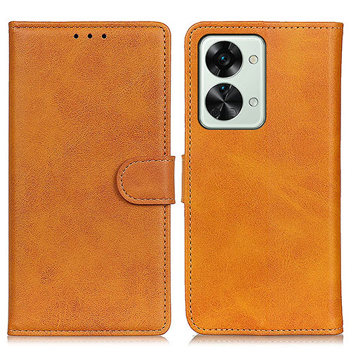 Leather Case Stands Flip Cover Holder A05D for OnePlus Nord 2T 5G Brown