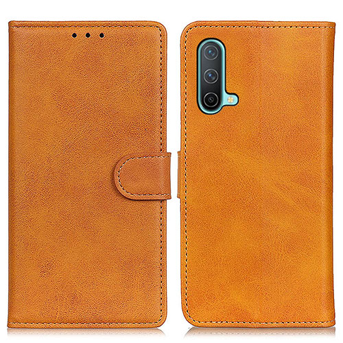 Leather Case Stands Flip Cover Holder A05D for OnePlus Nord CE 5G Brown