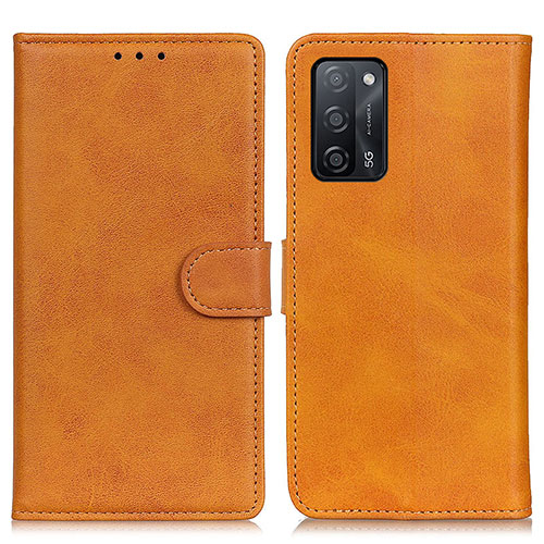 Leather Case Stands Flip Cover Holder A05D for Oppo A53s 5G Brown