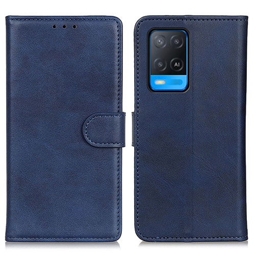 Leather Case Stands Flip Cover Holder A05D for Oppo A54 4G Blue