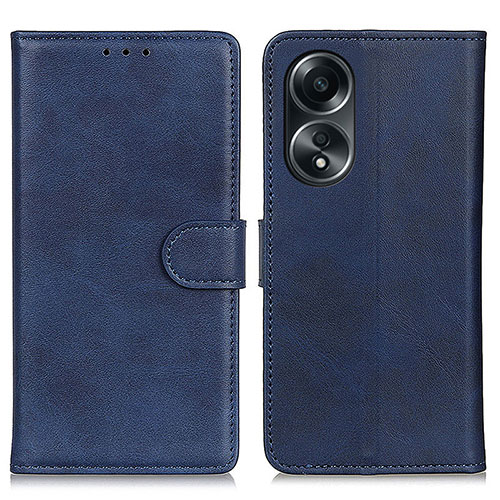 Leather Case Stands Flip Cover Holder A05D for Oppo A58 5G Blue