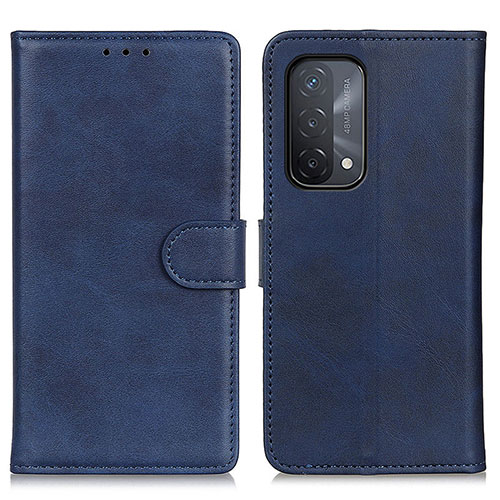 Leather Case Stands Flip Cover Holder A05D for Oppo A74 5G Blue