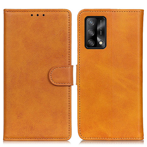 Leather Case Stands Flip Cover Holder A05D for Oppo F19 Brown