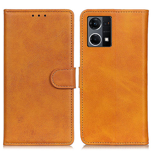 Leather Case Stands Flip Cover Holder A05D for Oppo F21 Pro 4G Brown