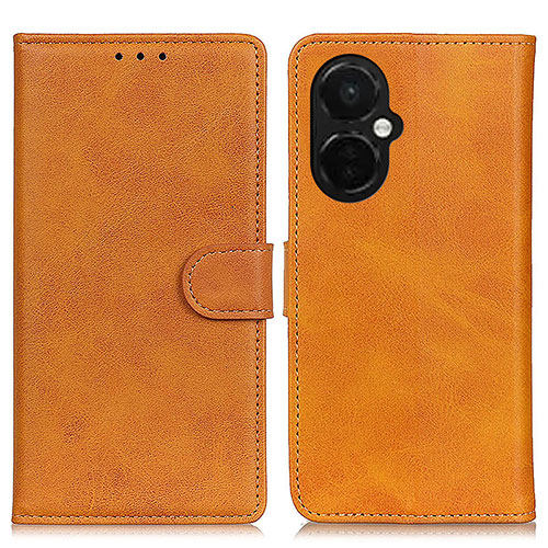 Leather Case Stands Flip Cover Holder A05D for Oppo K11x 5G Brown