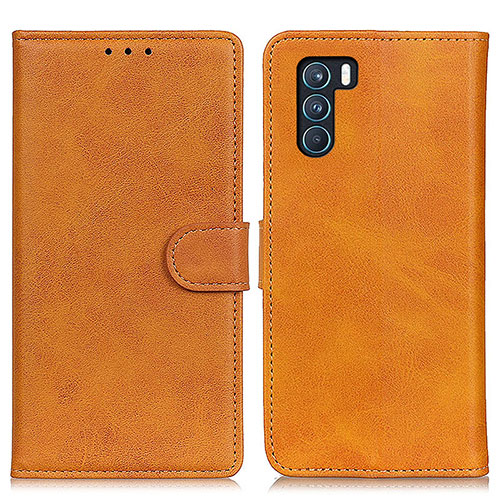 Leather Case Stands Flip Cover Holder A05D for Oppo K9 Pro 5G Brown