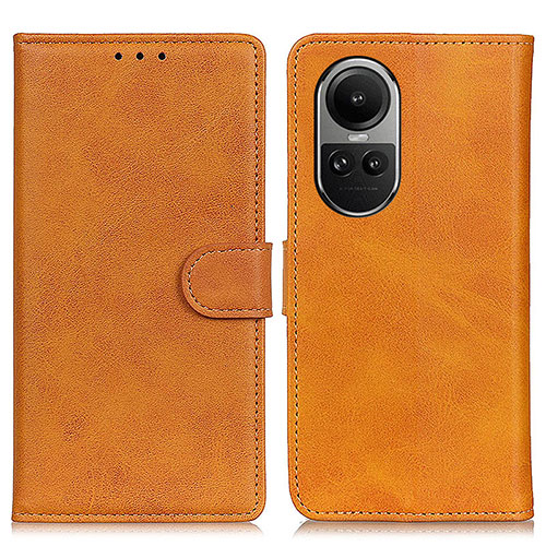 Leather Case Stands Flip Cover Holder A05D for Oppo Reno10 Pro 5G Brown