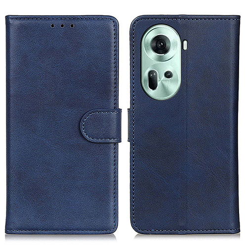 Leather Case Stands Flip Cover Holder A05D for Oppo Reno11 5G Blue