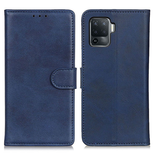 Leather Case Stands Flip Cover Holder A05D for Oppo Reno5 Lite Brown