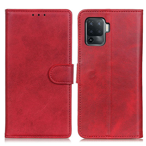 Leather Case Stands Flip Cover Holder A05D for Oppo Reno5 Lite Red