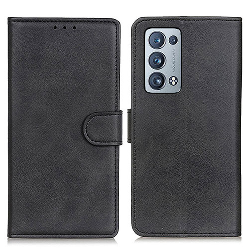 Leather Case Stands Flip Cover Holder A05D for Oppo Reno6 Pro+ Plus 5G Black