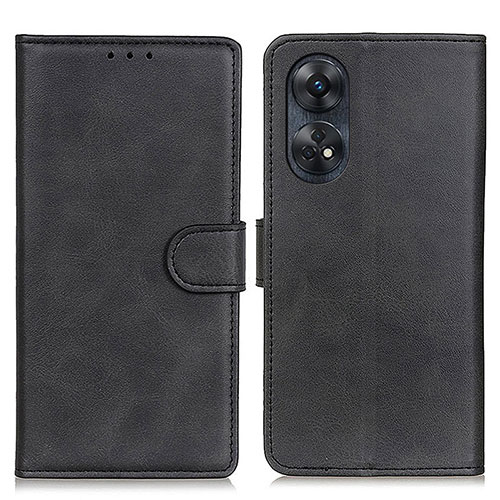 Leather Case Stands Flip Cover Holder A05D for Oppo Reno8 T 4G Black