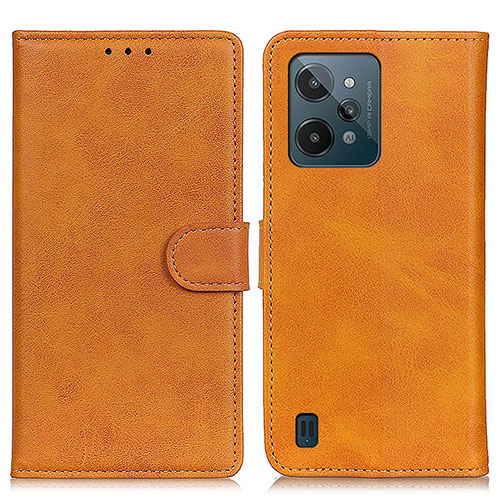 Leather Case Stands Flip Cover Holder A05D for Realme C31 Brown