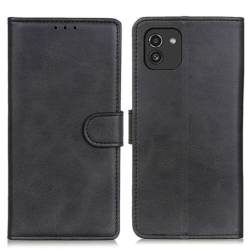 Leather Case Stands Flip Cover Holder A05D for Samsung Galaxy A03 Black