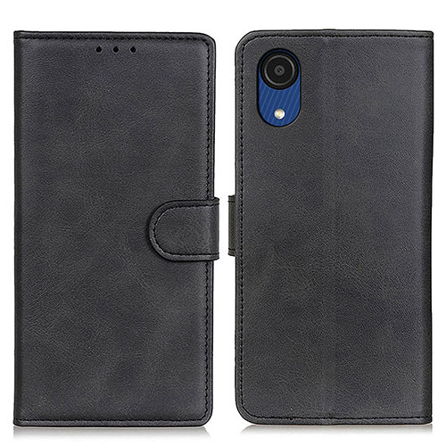 Leather Case Stands Flip Cover Holder A05D for Samsung Galaxy A03 Core Black