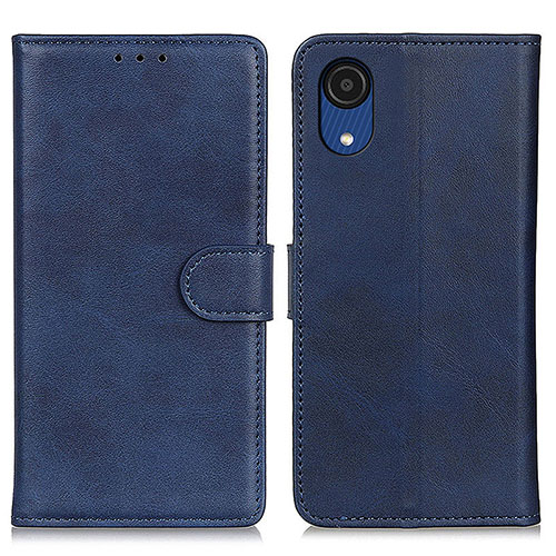 Leather Case Stands Flip Cover Holder A05D for Samsung Galaxy A03 Core Blue