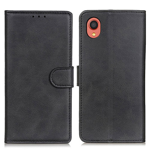 Leather Case Stands Flip Cover Holder A05D for Samsung Galaxy A22 5G SC-56B Black