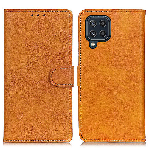 Leather Case Stands Flip Cover Holder A05D for Samsung Galaxy M32 4G Brown