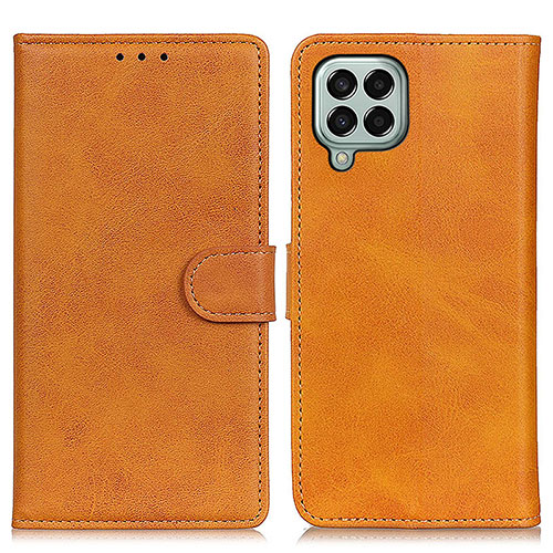 Leather Case Stands Flip Cover Holder A05D for Samsung Galaxy M33 5G Brown