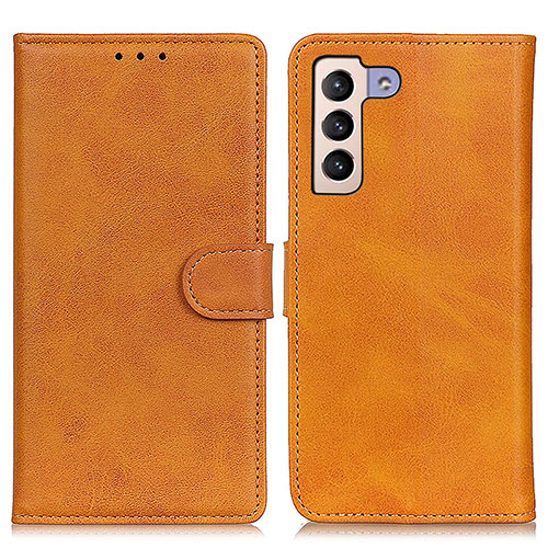 Leather Case Stands Flip Cover Holder A05D for Samsung Galaxy S21 Plus 5G Brown