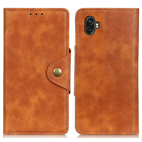 Leather Case Stands Flip Cover Holder A05D for Samsung Galaxy Xcover Pro 2 5G Brown