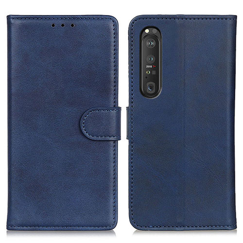 Leather Case Stands Flip Cover Holder A05D for Sony Xperia 1 III Blue