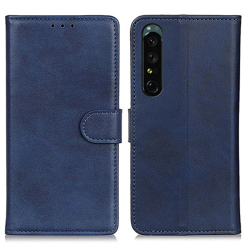 Leather Case Stands Flip Cover Holder A05D for Sony Xperia 1 IV Blue