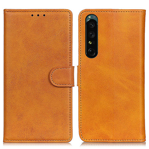Leather Case Stands Flip Cover Holder A05D for Sony Xperia 1 IV Brown
