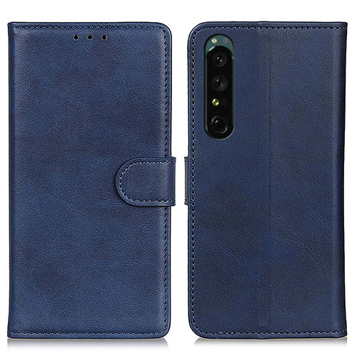 Leather Case Stands Flip Cover Holder A05D for Sony Xperia 1 IV SO-51C Blue