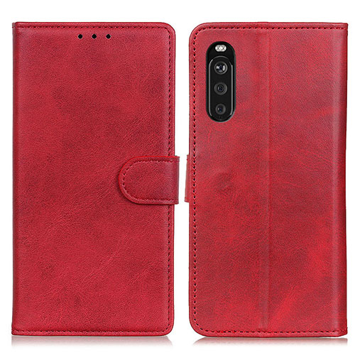 Leather Case Stands Flip Cover Holder A05D for Sony Xperia 10 III SO-52B Red