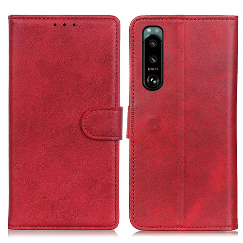 Leather Case Stands Flip Cover Holder A05D for Sony Xperia 5 III SO-53B Red