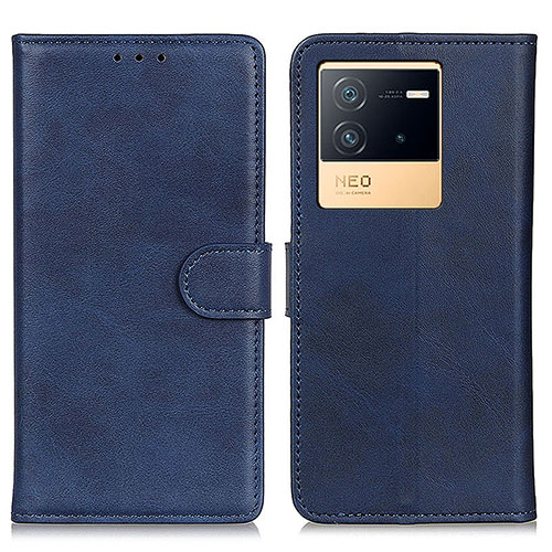 Leather Case Stands Flip Cover Holder A05D for Vivo iQOO Neo6 5G Blue