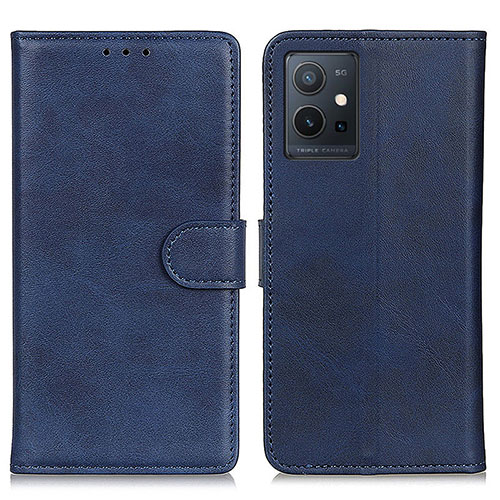 Leather Case Stands Flip Cover Holder A05D for Vivo iQOO Z6 5G Blue