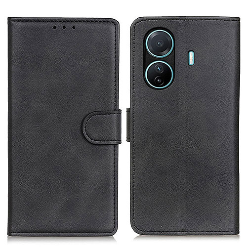 Leather Case Stands Flip Cover Holder A05D for Vivo iQOO Z6 Pro 5G Black