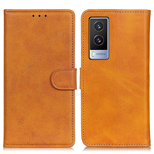 Leather Case Stands Flip Cover Holder A05D for Vivo V21e 5G Brown