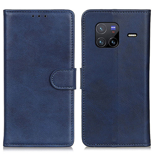 Leather Case Stands Flip Cover Holder A05D for Vivo X80 5G Blue