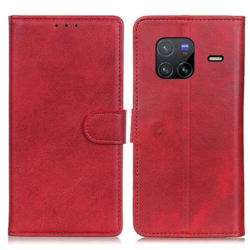 Leather Case Stands Flip Cover Holder A05D for Vivo X80 5G Red