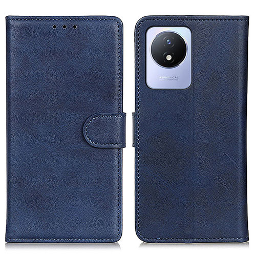 Leather Case Stands Flip Cover Holder A05D for Vivo Y02 Blue