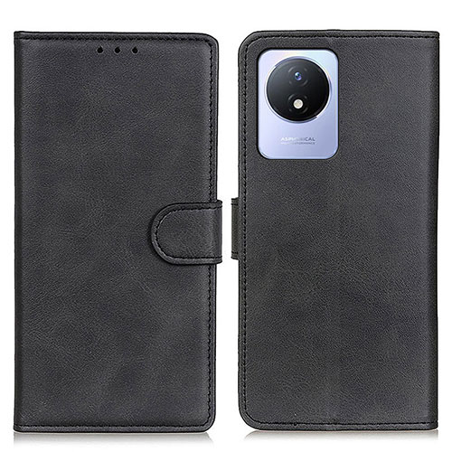 Leather Case Stands Flip Cover Holder A05D for Vivo Y02A Black