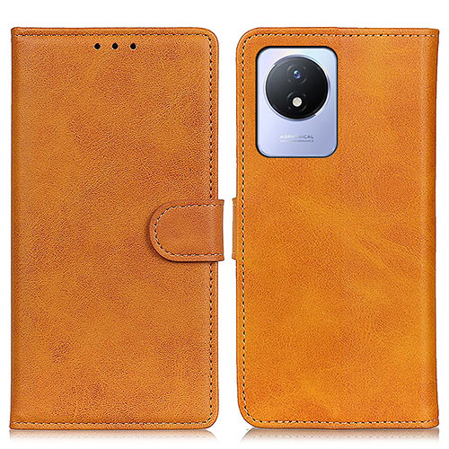 Leather Case Stands Flip Cover Holder A05D for Vivo Y02A Brown