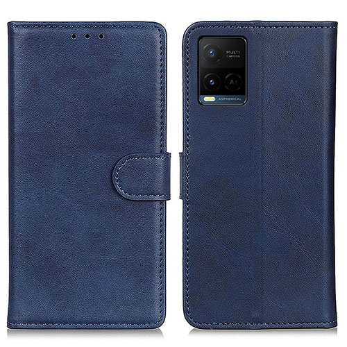 Leather Case Stands Flip Cover Holder A05D for Vivo Y21 Blue