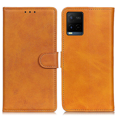 Leather Case Stands Flip Cover Holder A05D for Vivo Y21s Brown