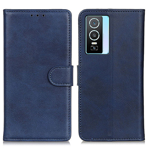 Leather Case Stands Flip Cover Holder A05D for Vivo Y76s 5G Blue