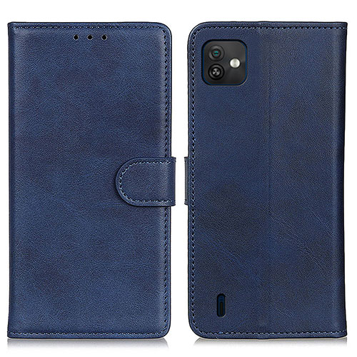 Leather Case Stands Flip Cover Holder A05D for Wiko Y82 Blue